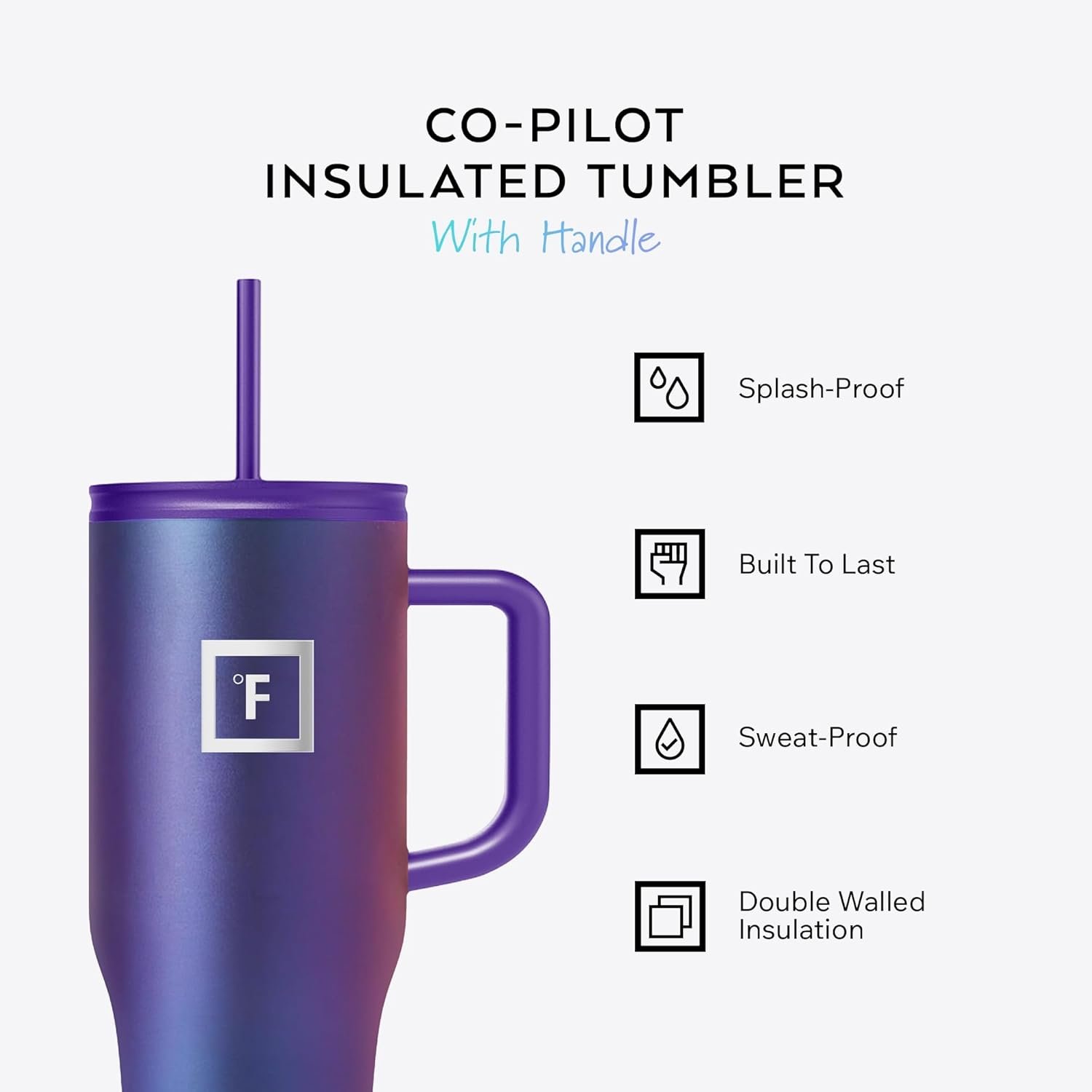 IRON °FLASK Co-Pilot Insulated Mug (Lavender, 32 Oz) - Image 3